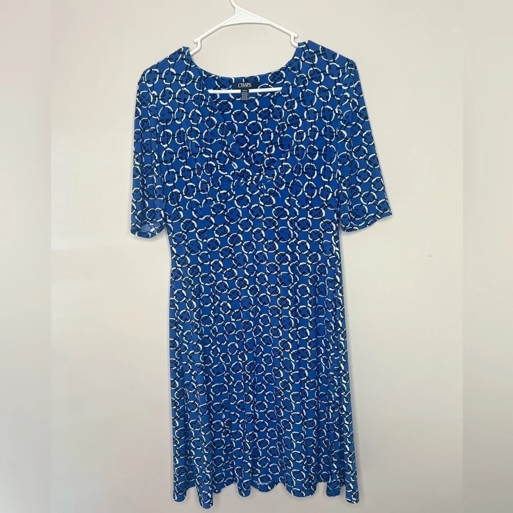 Chaps Royal Blue Sleeved Dress Size Medium - Picture 1 of 5